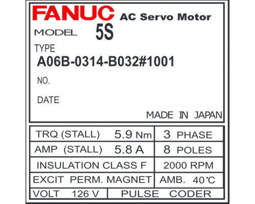 Сервомотор Motor FANUC 5S A06B-0314-B032