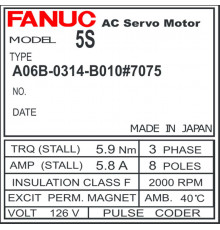 Сервомотор Fanuc Motor Model 5S HR Coder A06B-0314-B010