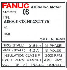 Сервомотор Fanuc Moteur Fanuc Model 0S A06B-0313-B042